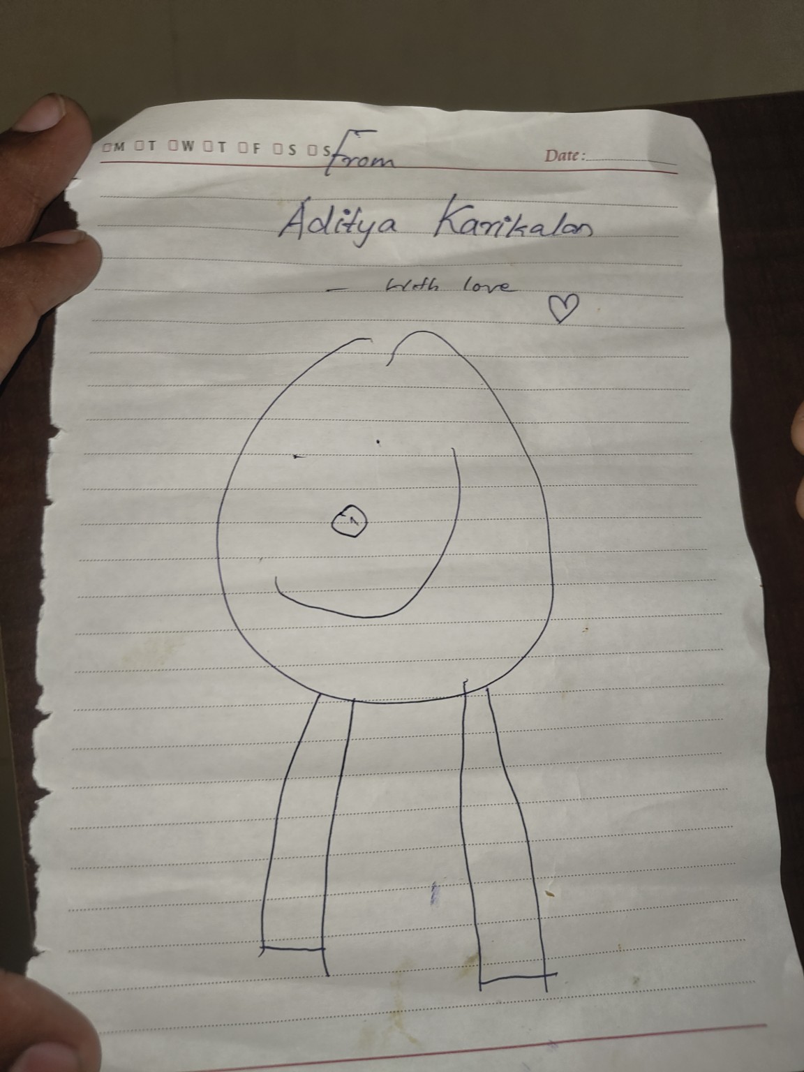 Aditya's original pencil drawing of Buguli